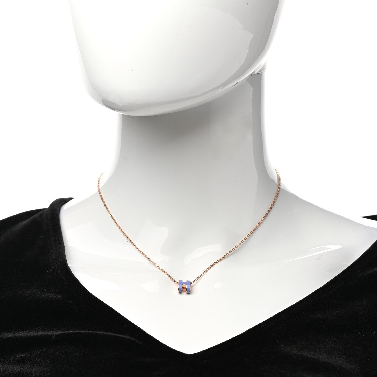 Hermes Rose Gold Mini Pop H Pendant Necklace Lilas 2 of 7
