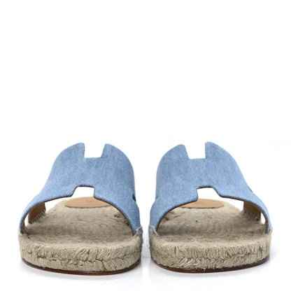 Hermes Denim Canvas Mens Antigua Espadrille Sandals 44 Bleu Clair 2 of 9