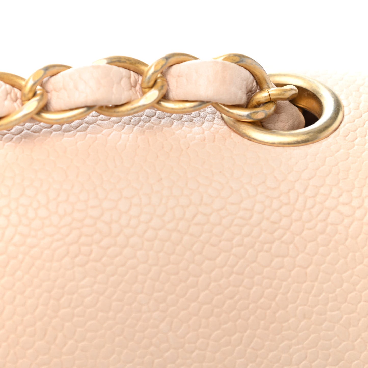 Grained Calfskin Medium Classic Pure Double Flap Nude