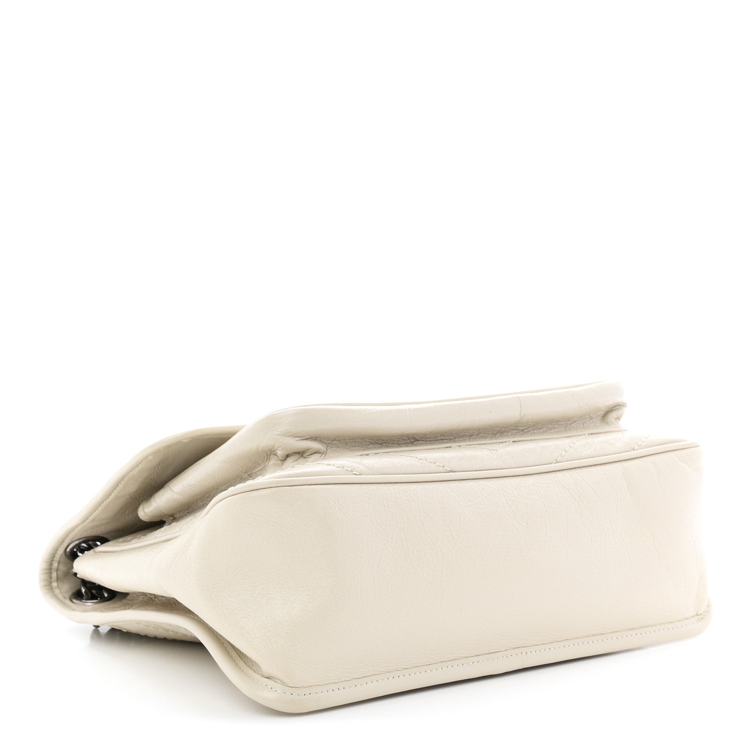 Saint Laurent Crinkled Calfskin Matelasse Monogram Medium Niki Chain Satchel Crema Soft 4 of 10