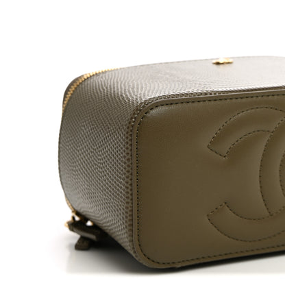 Chanel Calfskin Lizard Embossed Top Handle Slim Vanity With Chain  Dark Khaki 8 of 10