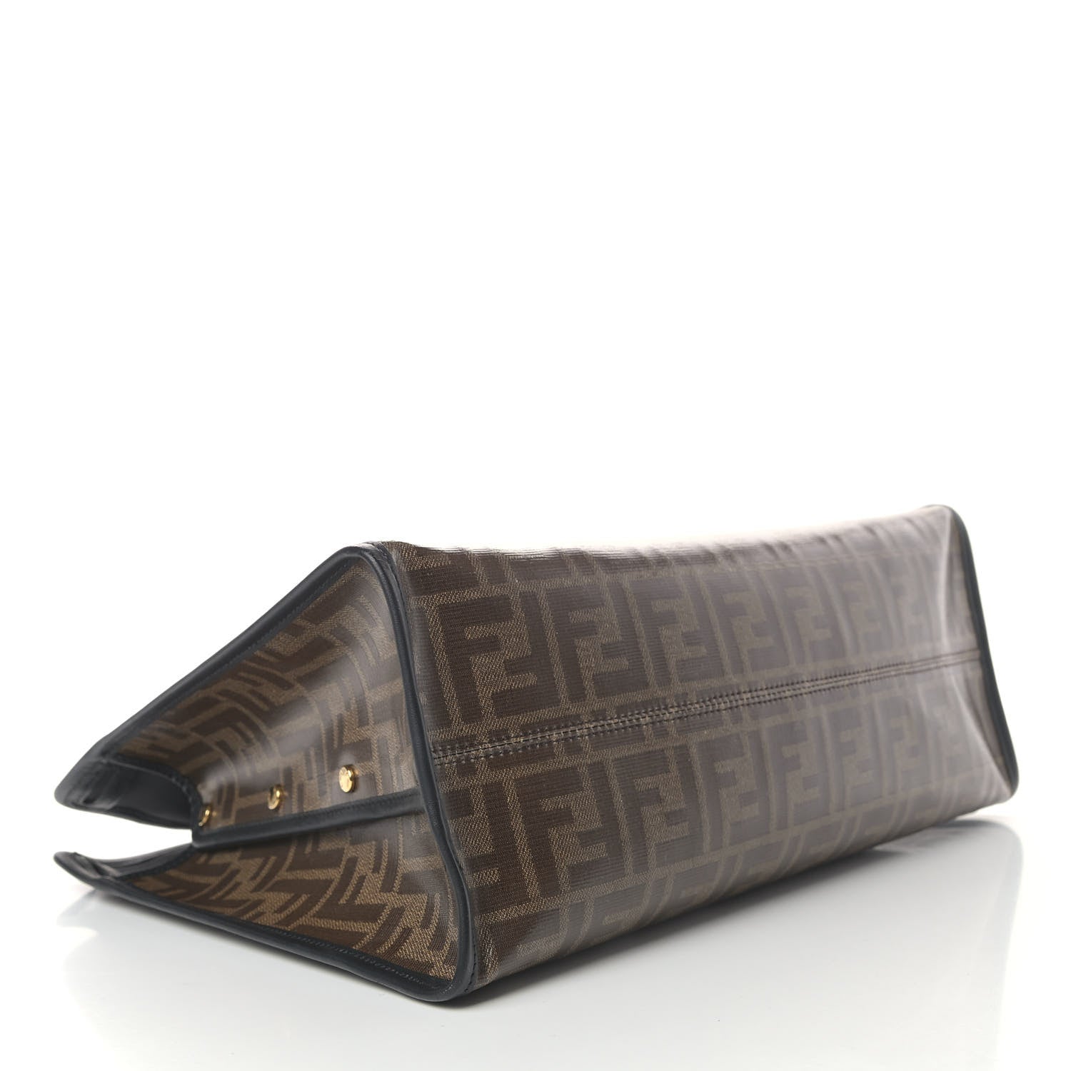 Fendi Glazed Fabric Vitello Century FF 1974 Stamp Patch Medium Peekaboo Defender Cover Mogano Panna Black 3 of 4