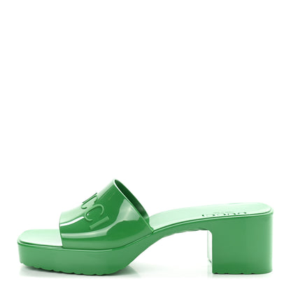 Gucci Rubber Gucci Logo Womens Platform 20/60mm Slide Sandals 39 New Shamarock 1 of 8