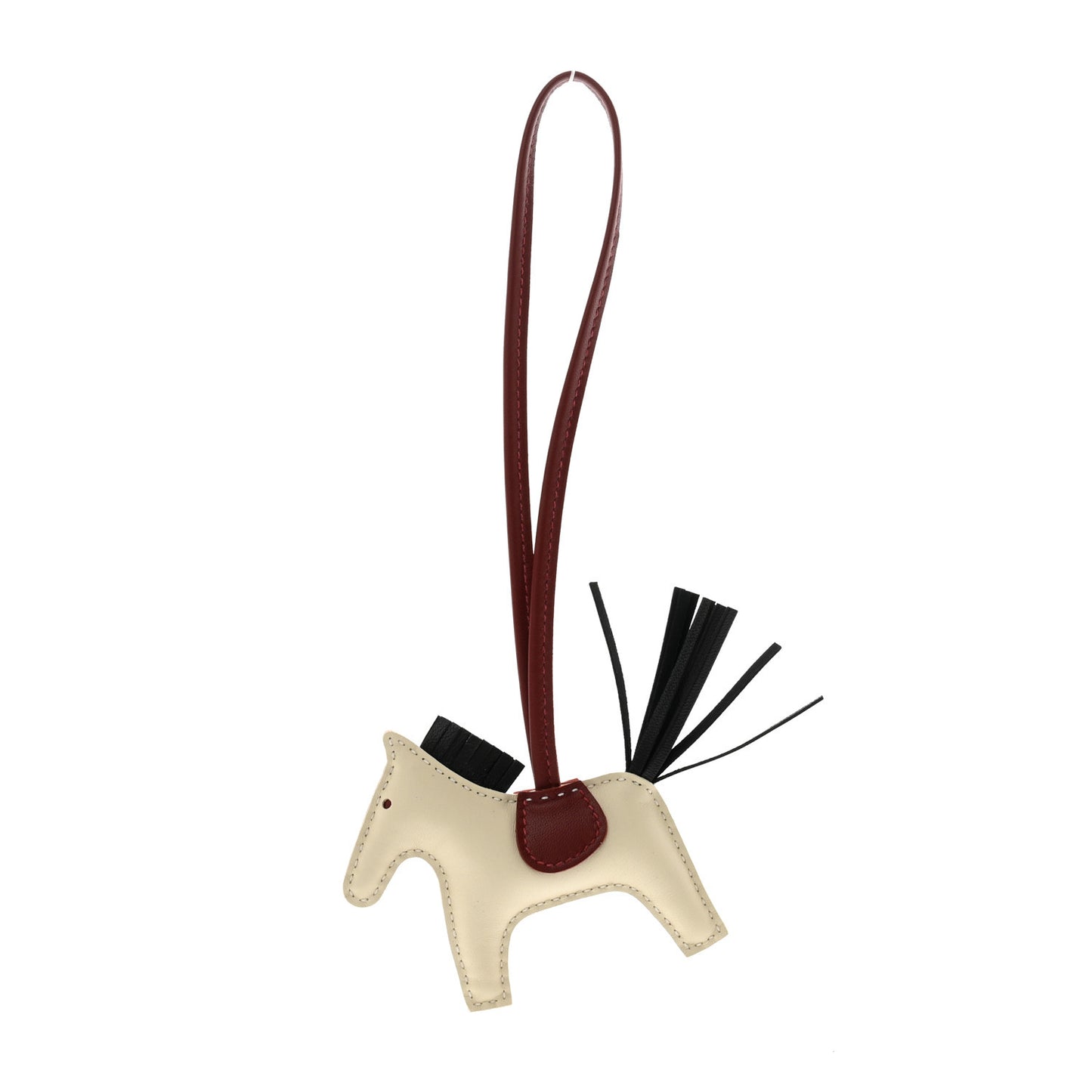 Milo Lambskin Grigri Rodeo Horse Bag Charm PM Nata Rouge H Black