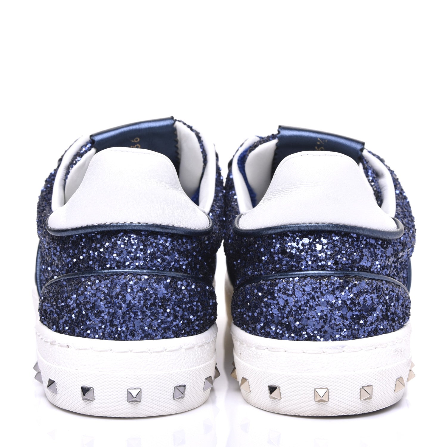 Valentino Garavani Calfskin Glitter Flycrew Sneakers 36 Blue 14 of 20