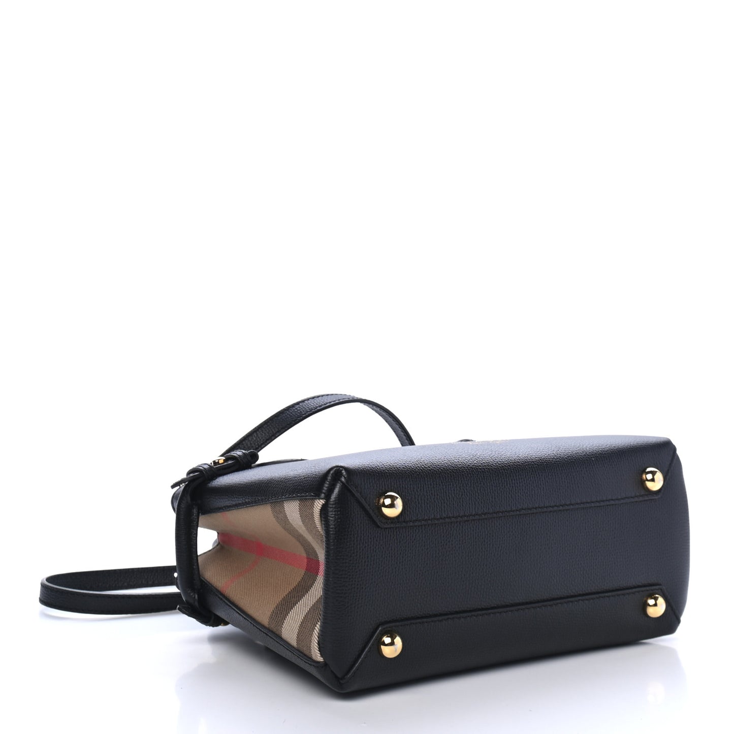 Grainy Calfskin House Check Small Banner Tote Black