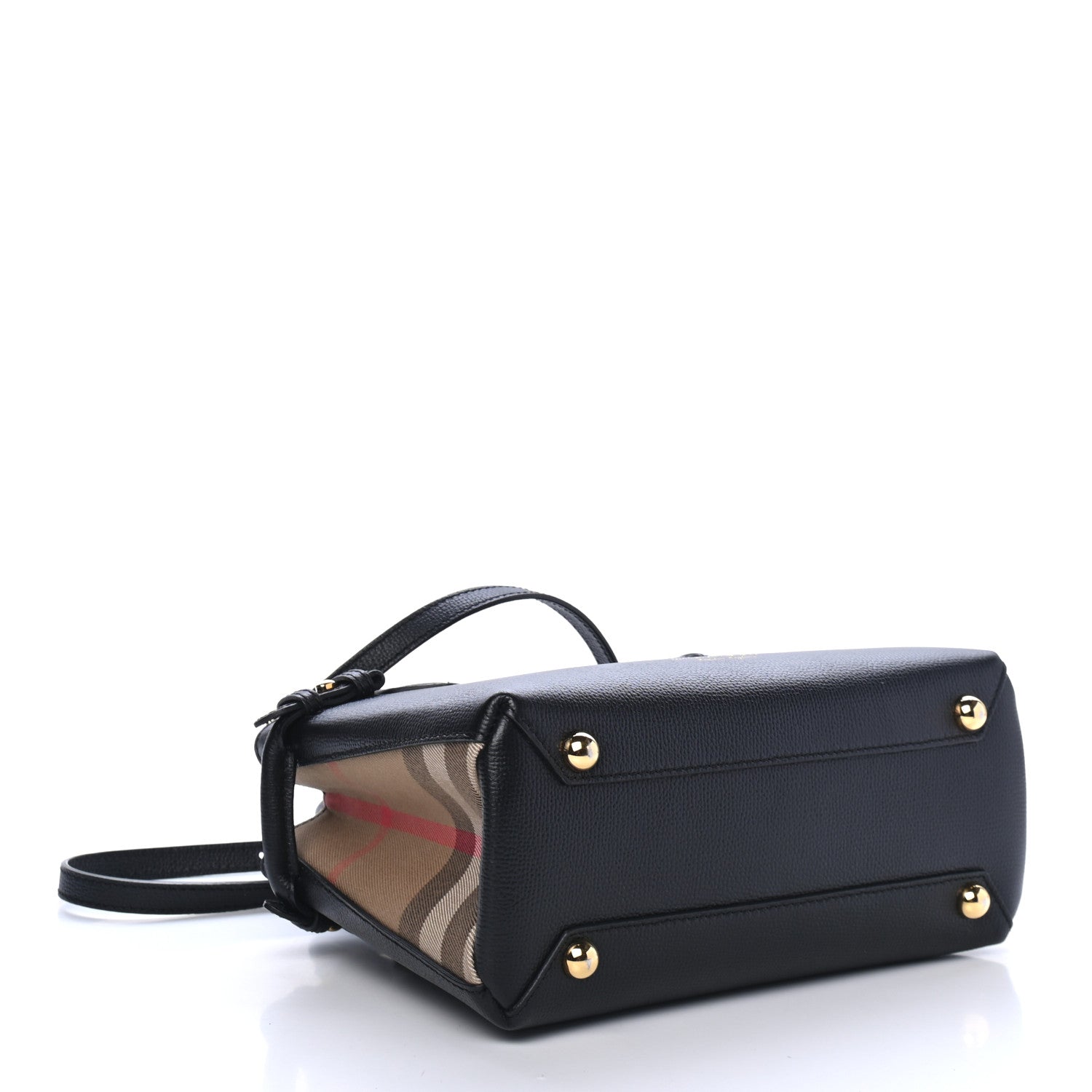 Burberry Grainy Calfskin House Check Small Banner Tote Black 2 of 4