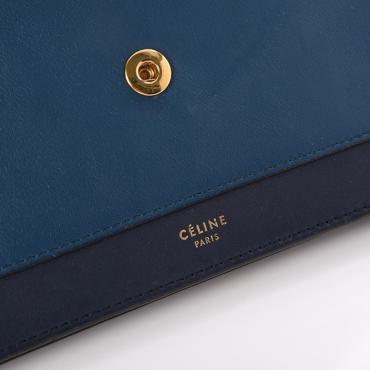 Smooth Calfskin Large Multifunction Envelope Flap Clutch Metallic Blue