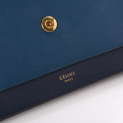 Celine Smooth Calfskin Large Multifunction Envelope Flap Clutch Metallic Blue 6 of 8