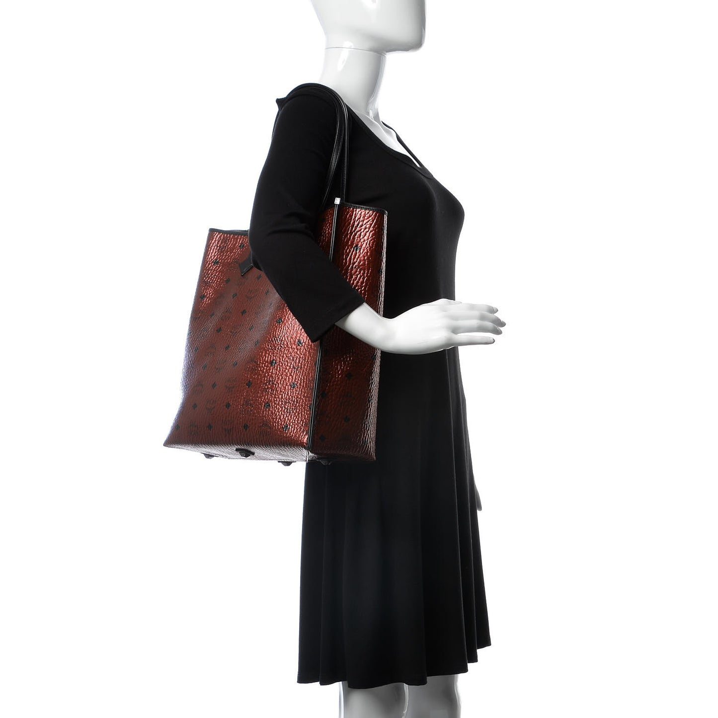 Metallic Visetos Medium Kira North South Shopper Tote Scooter Red