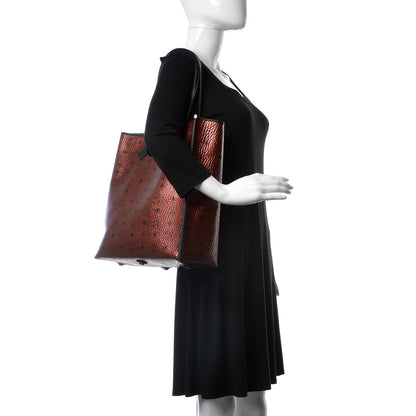 MCM Metallic Visetos Medium Kira North South Shopper Tote Scooter Red 2 of 6