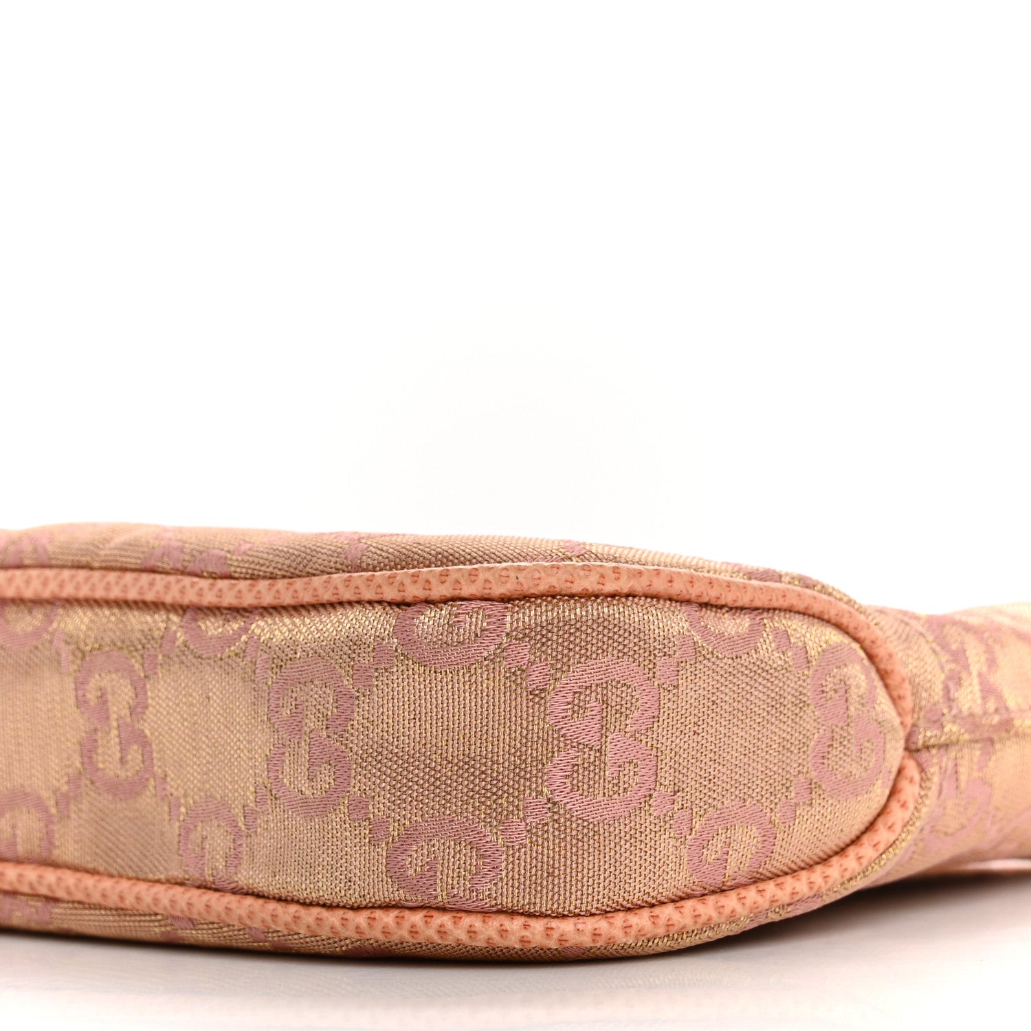 Gucci Metallic Monogram Lizard Jackie O Hobo Pink 10 of 12