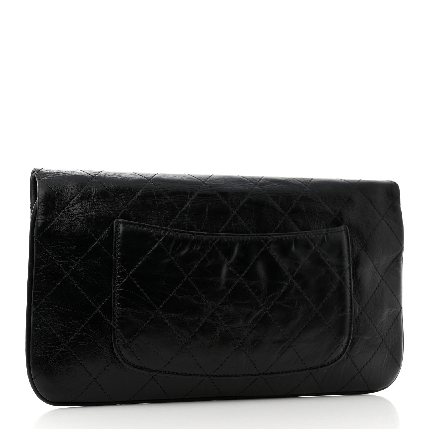 Chanel Aged Calfskin Stitched Large 31 Pouch Black White 3 of 8