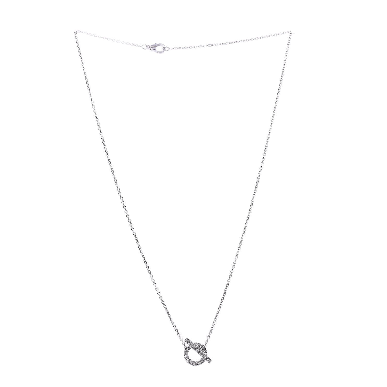 Hermes 18K White Gold Diamond Finesse Pendant Necklace 3 of 7