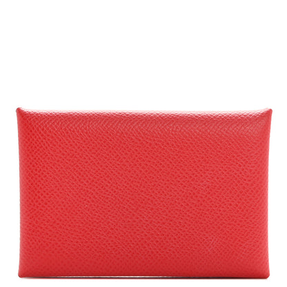 Hermes Epsom Calvi Card Case Rouge Casaque 1 of 8