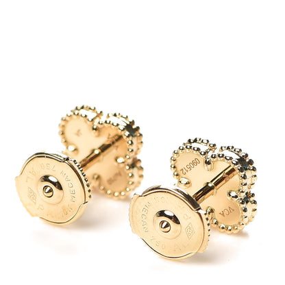 Van Cleef & Arpels 18K Yellow Gold Mother of Pearl Sweet Alhambra Earrings 3 of 6