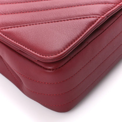 Chanel Calfskin Chevron Quilted Small Statement Flap Burgundy 10 of 12