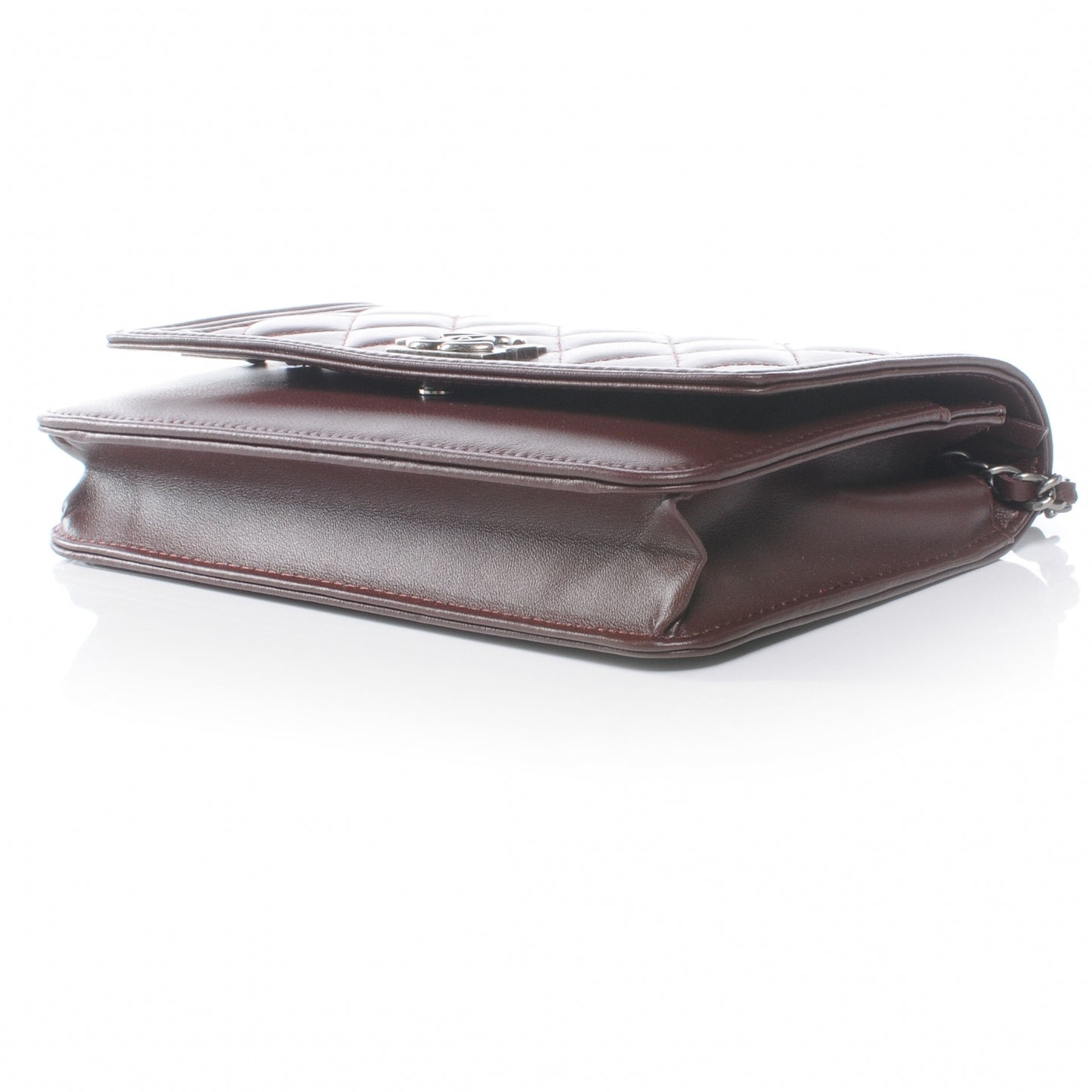 Lambskin Quilted Boy Wallet On Chain WOC Burgundy