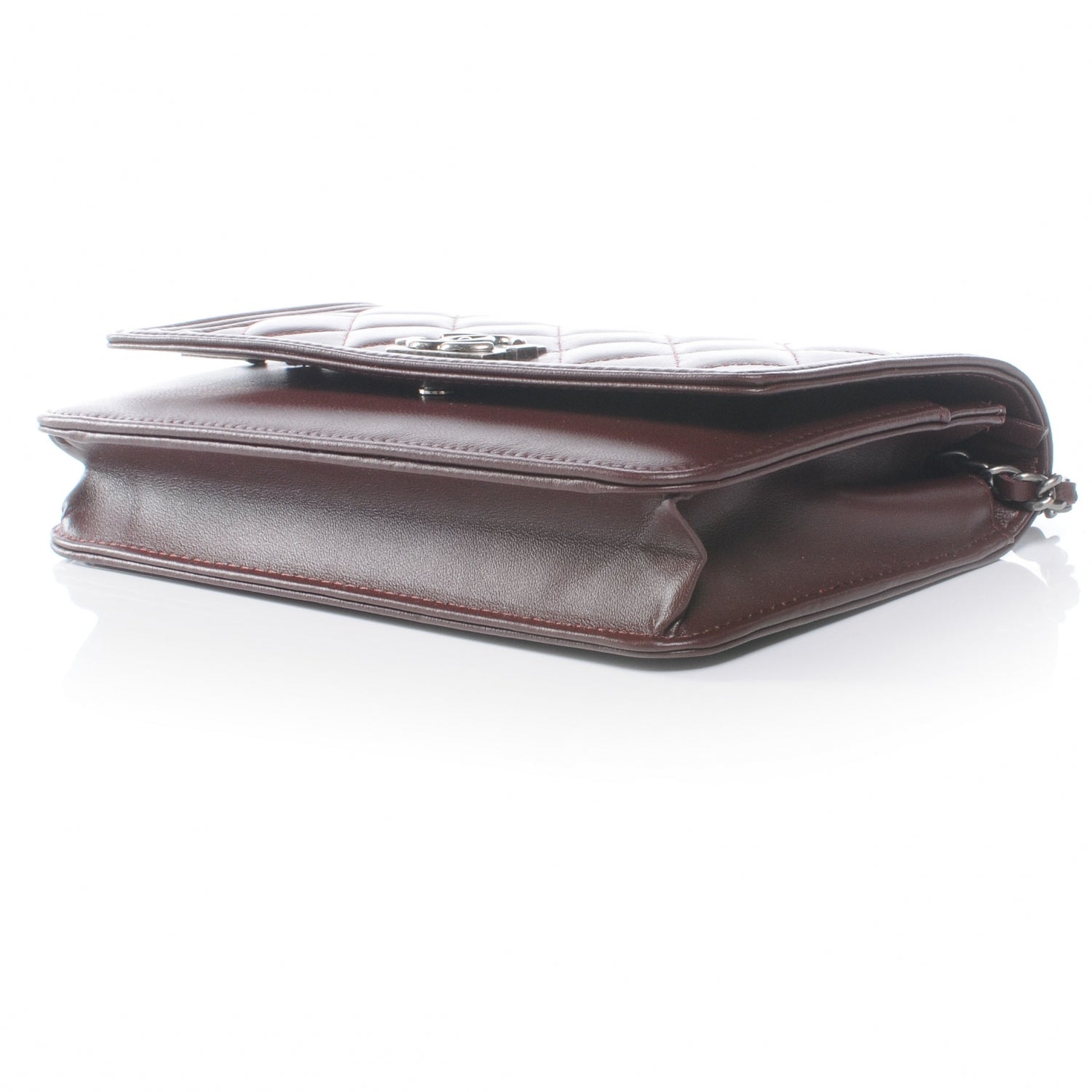 Chanel Lambskin Quilted Boy Wallet On Chain WOC Burgundy 4 of 8