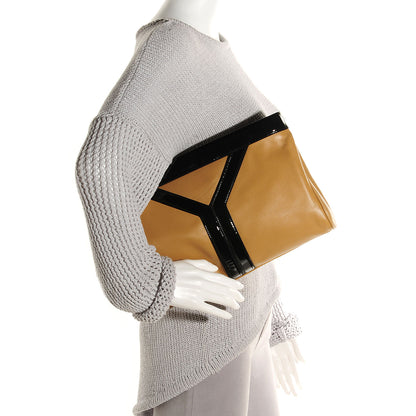Saint Laurent Lambskin Patent Oversized Cocktail Clutch Beige 2 of 7