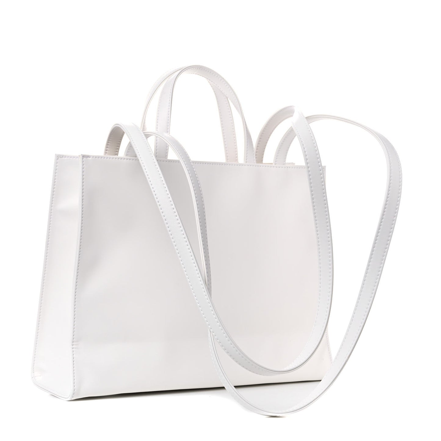 Vegan Leather Medium Shopping Bag White