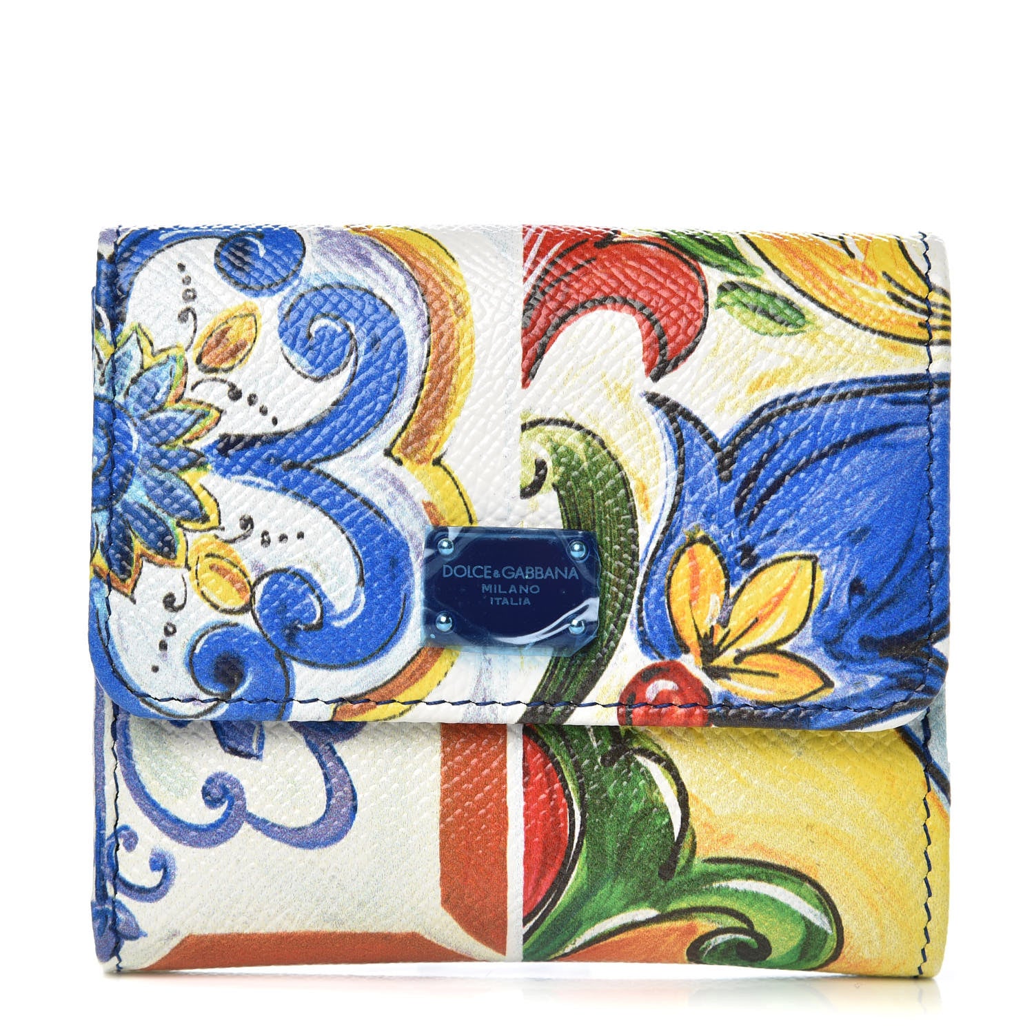 Dolce & Gabbana Dauphine Majolica Print French Flap Wallet Multicolor 1 of 7