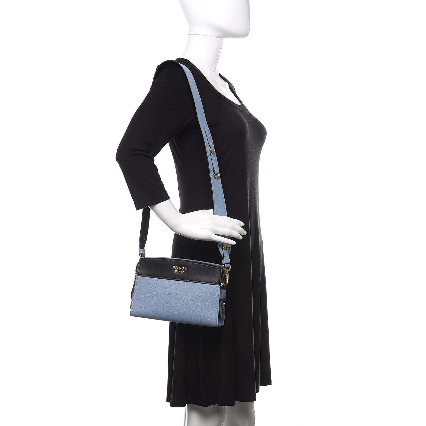 Saffiano City Calfskin Esplanade Crossbody Bag Astrale Black