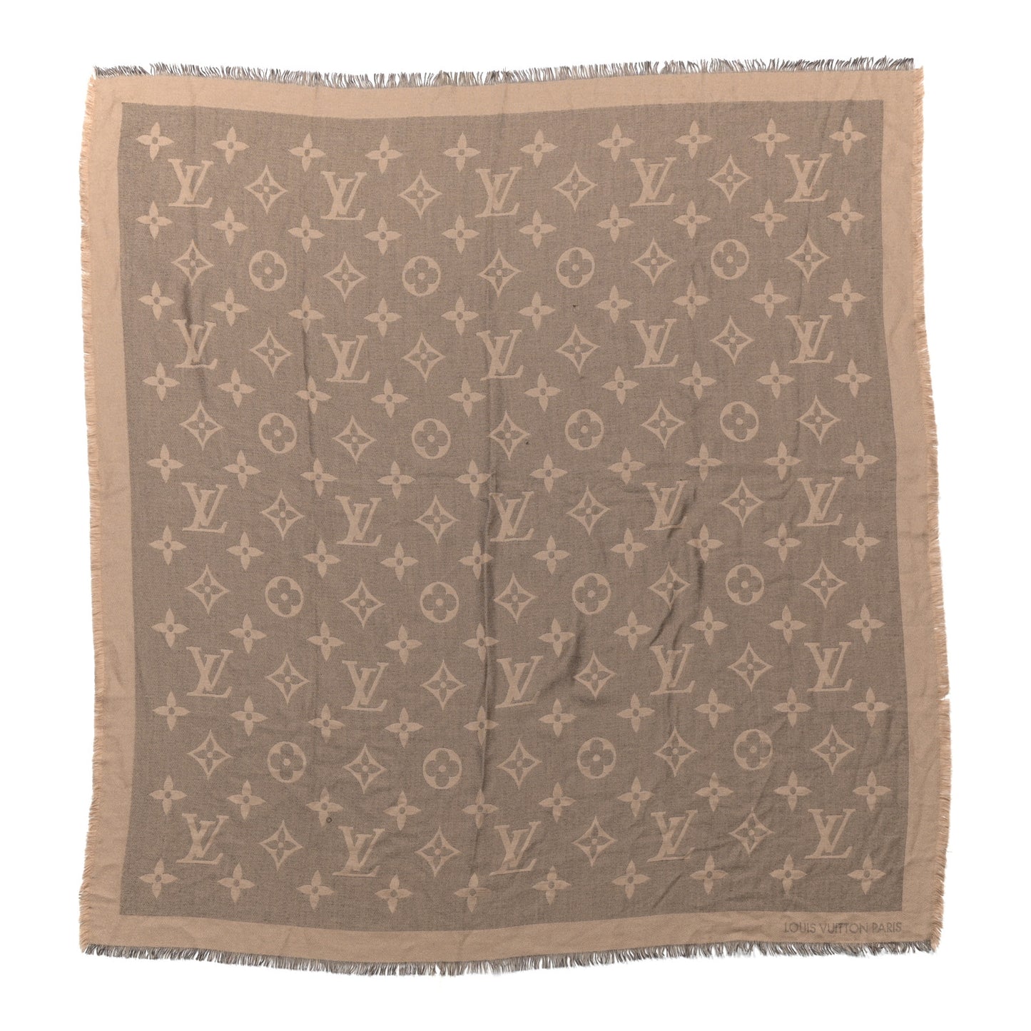 Cashmere Silk Monogram Giant Shawl Beige