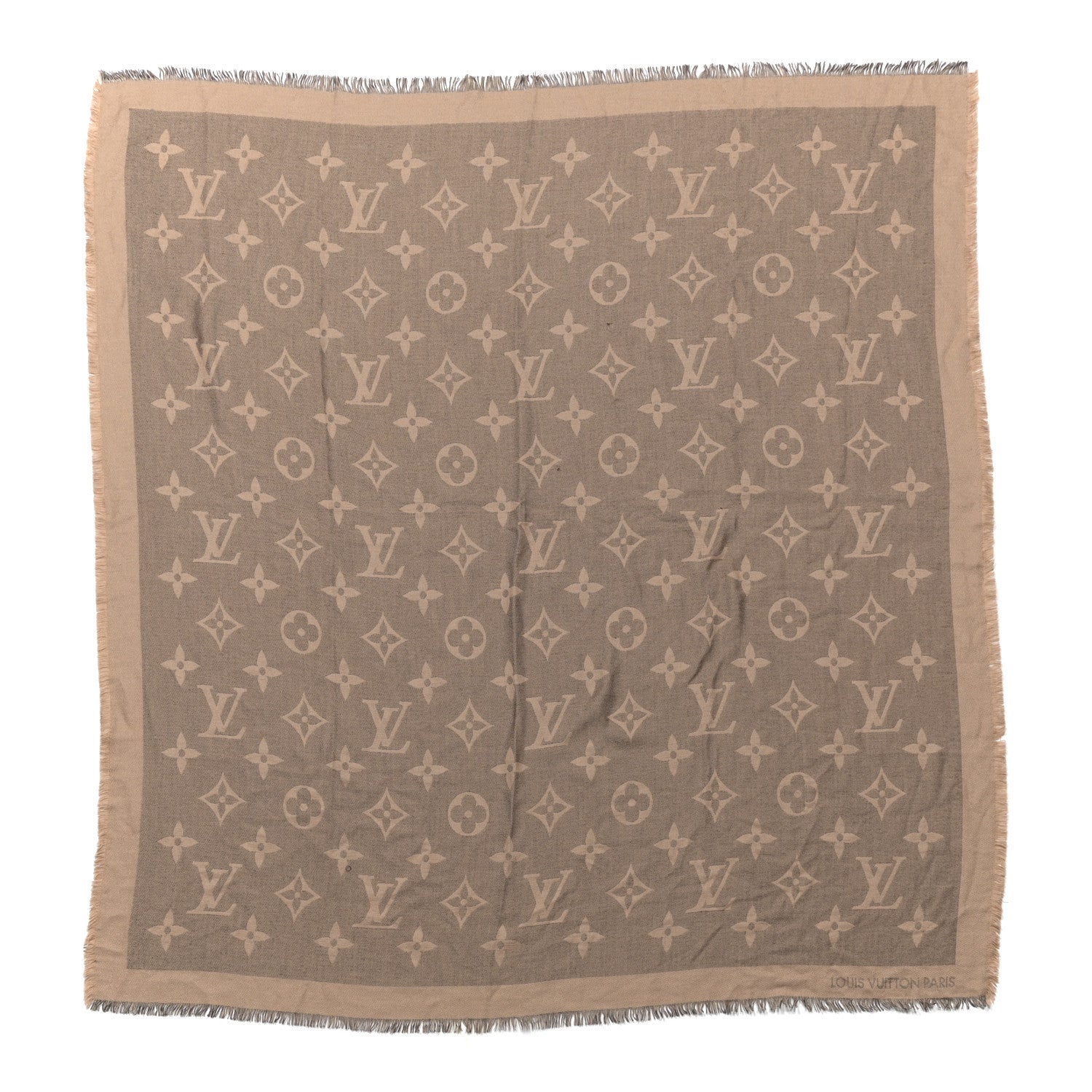Louis Vuitton Cashmere Silk Monogram Giant Shawl Beige 1 of 4