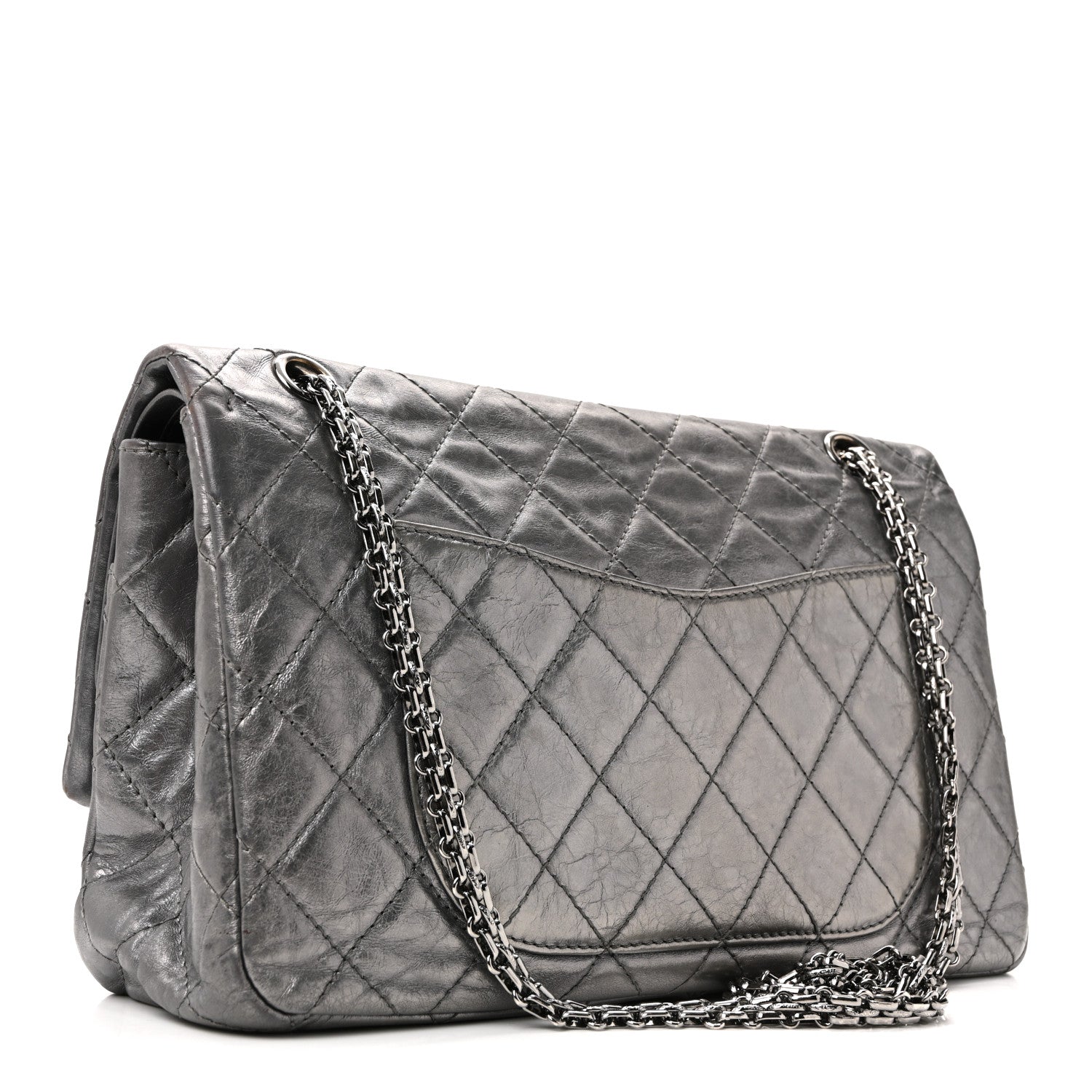 Chanel Metallic Aged Calfskin Quilted 2.55 Reissue 227 Flap Dark Silver 5 of 40