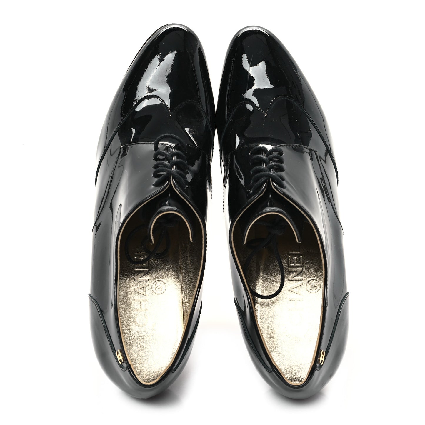 Patent Calfskin Oxford Lace Up Booties 39.5 Black