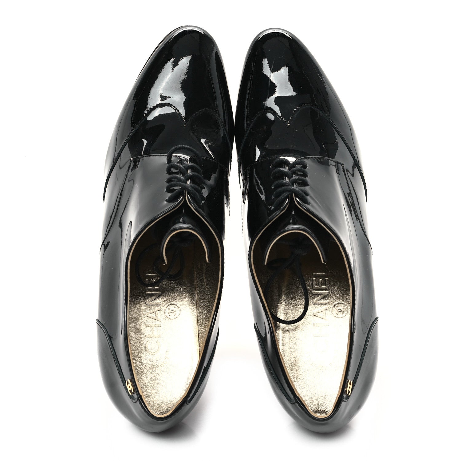 Chanel Patent Calfskin Oxford Lace Up Booties 39.5 Black 2 of 9