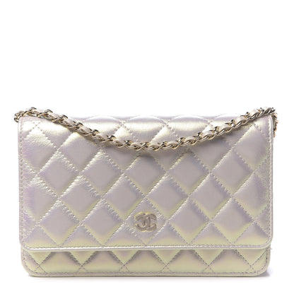 Chanel Iridescent Lambskin Quilted Wallet On Chain WOC Ivory 1 of 12