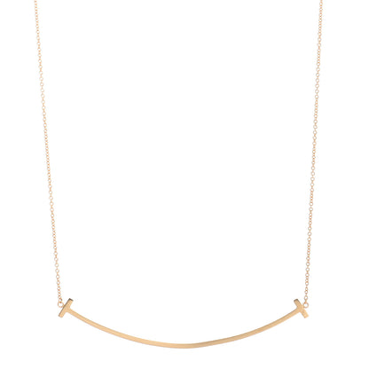 Tiffany 18K Yellow Gold Large T Smile Pendant Necklace 1 of 5