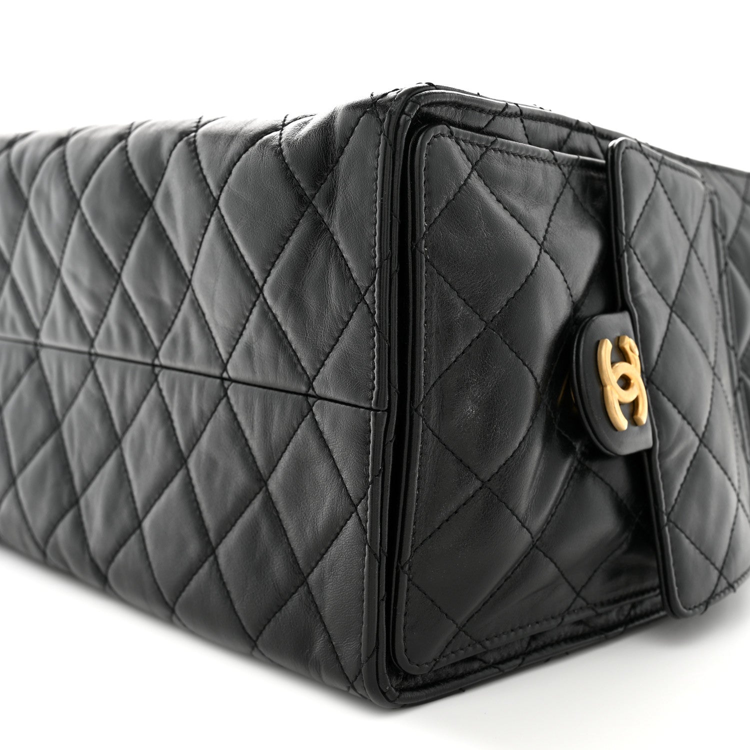 Chanel Shiny Crumpled Calfskin Quilted Medium Chanel 25 Handbag Black 10 of 11