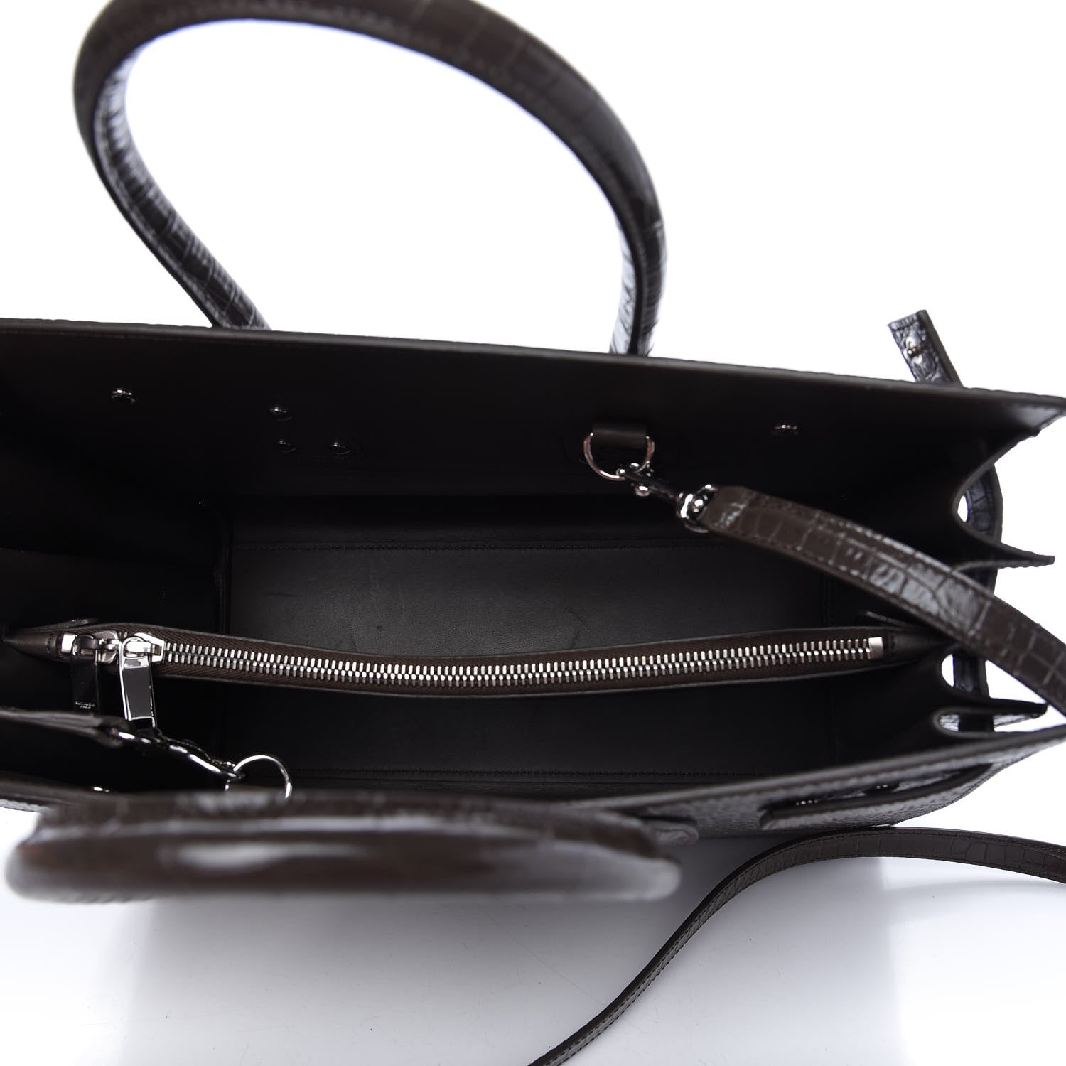 Saint Laurent Calfskin Crocodile Embossed Small Sac De Jour Brown 5 of 9