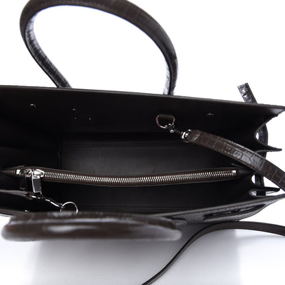 Saint Laurent Calfskin Crocodile Embossed Small Sac De Jour Brown 5 of 9