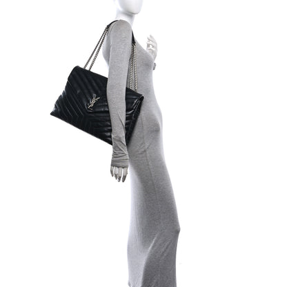 Saint Laurent Calfskin Y Quilted Monogram Large Loulou Chain Satchel Black Black 2 of 9