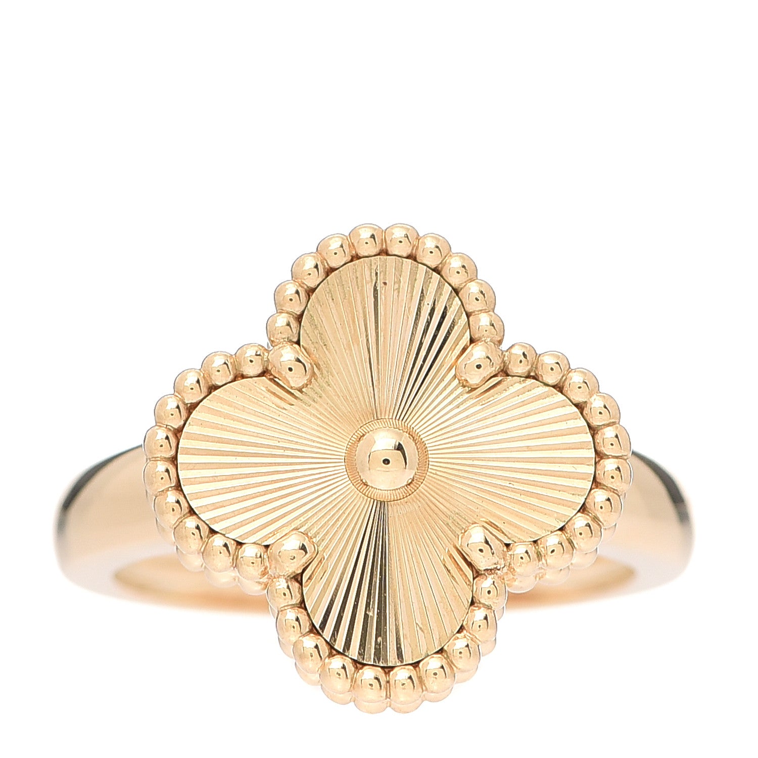 Van Cleef & Arpels 18K Rose Gold Guilloche Vintage Alhambra Ring 50 5.25 1 of 6