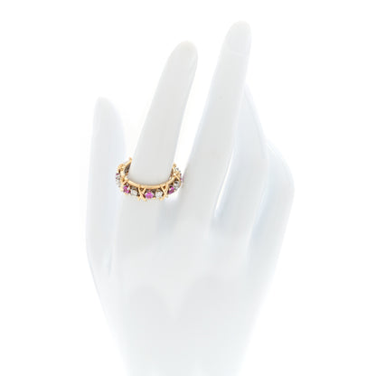 Tiffany 18K Yellow Gold Platinum Diamond Pink Sapphire Schlumberger Sixteen Stone Ring 57 8 2 of 4