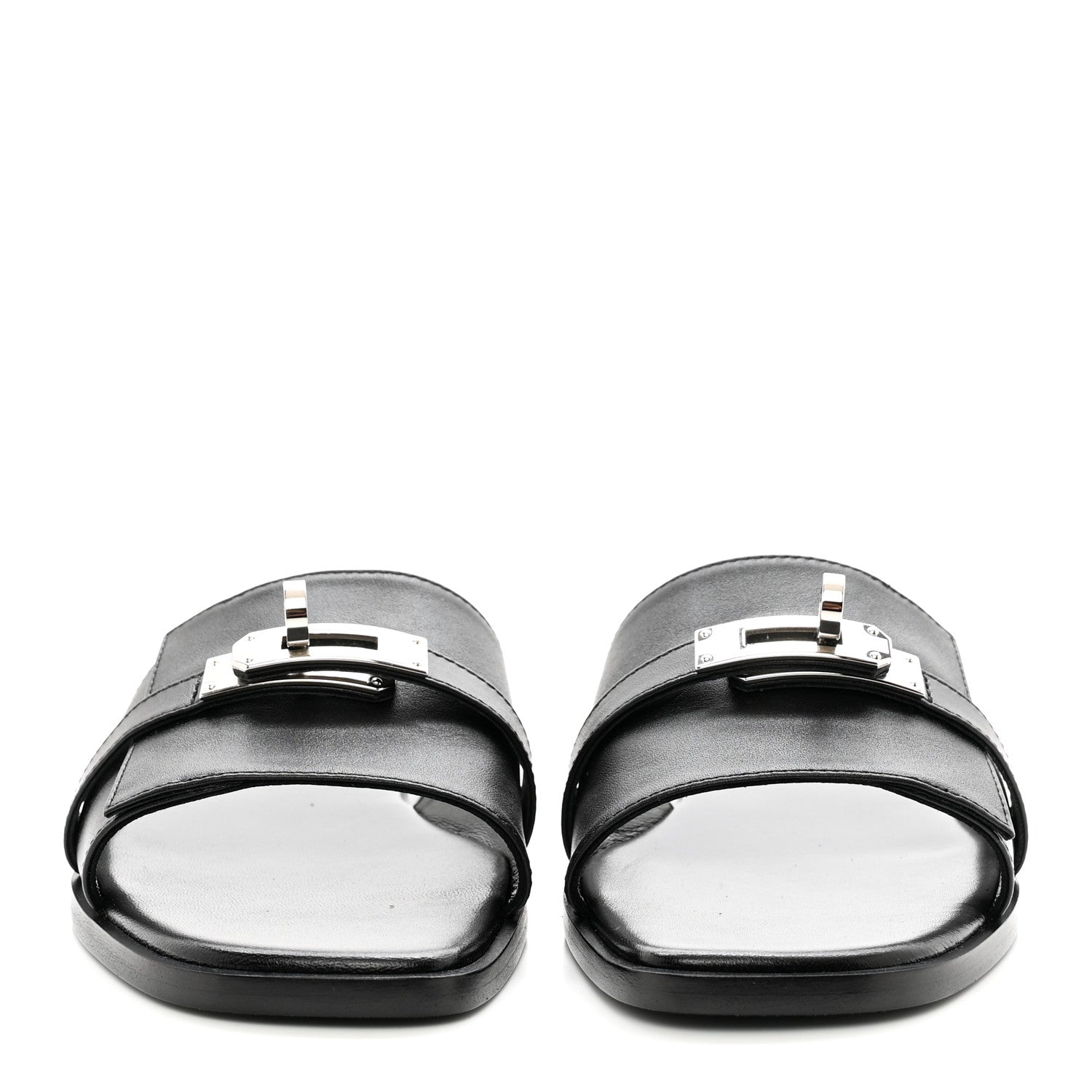 Hermes Calfskin Giulia Sandals 35.5 Black 2 of 12