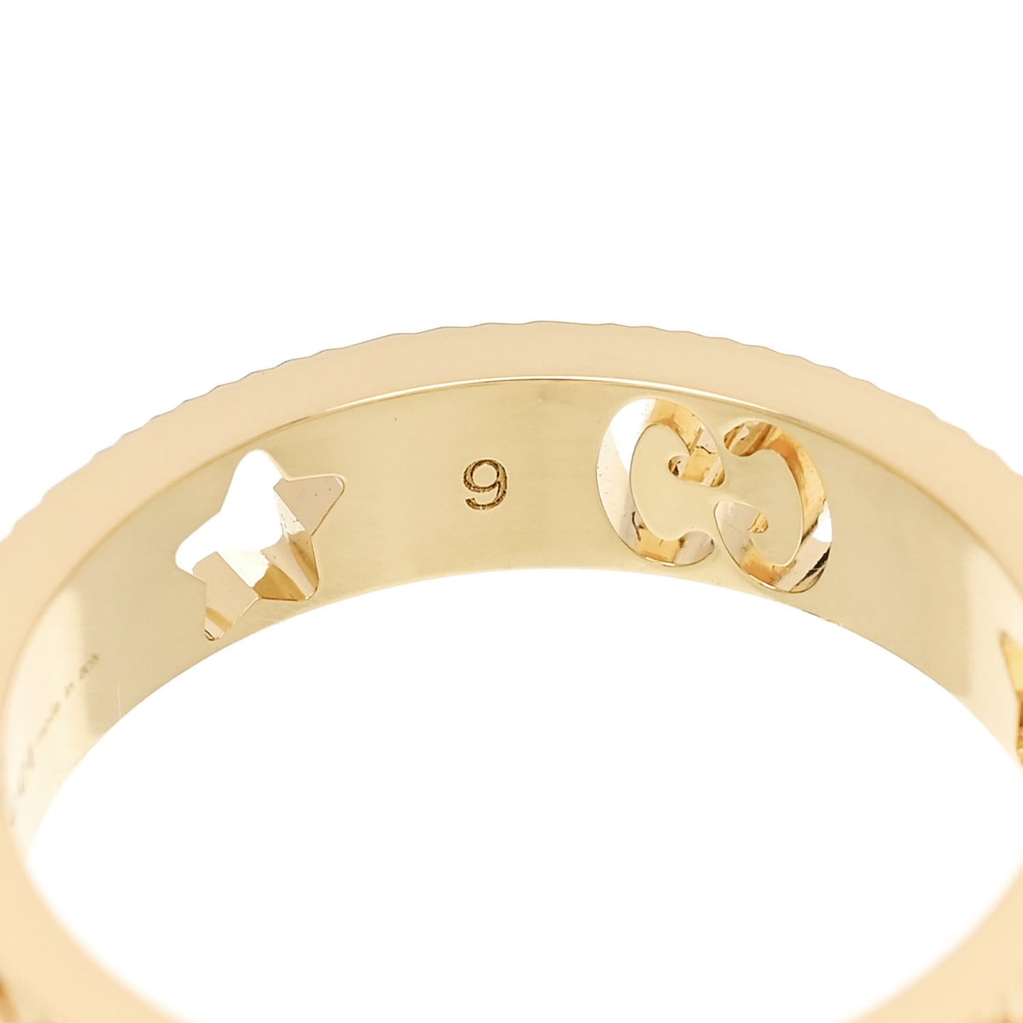 18K Yellow Gold Icon Stars Band Ring 49 4.75