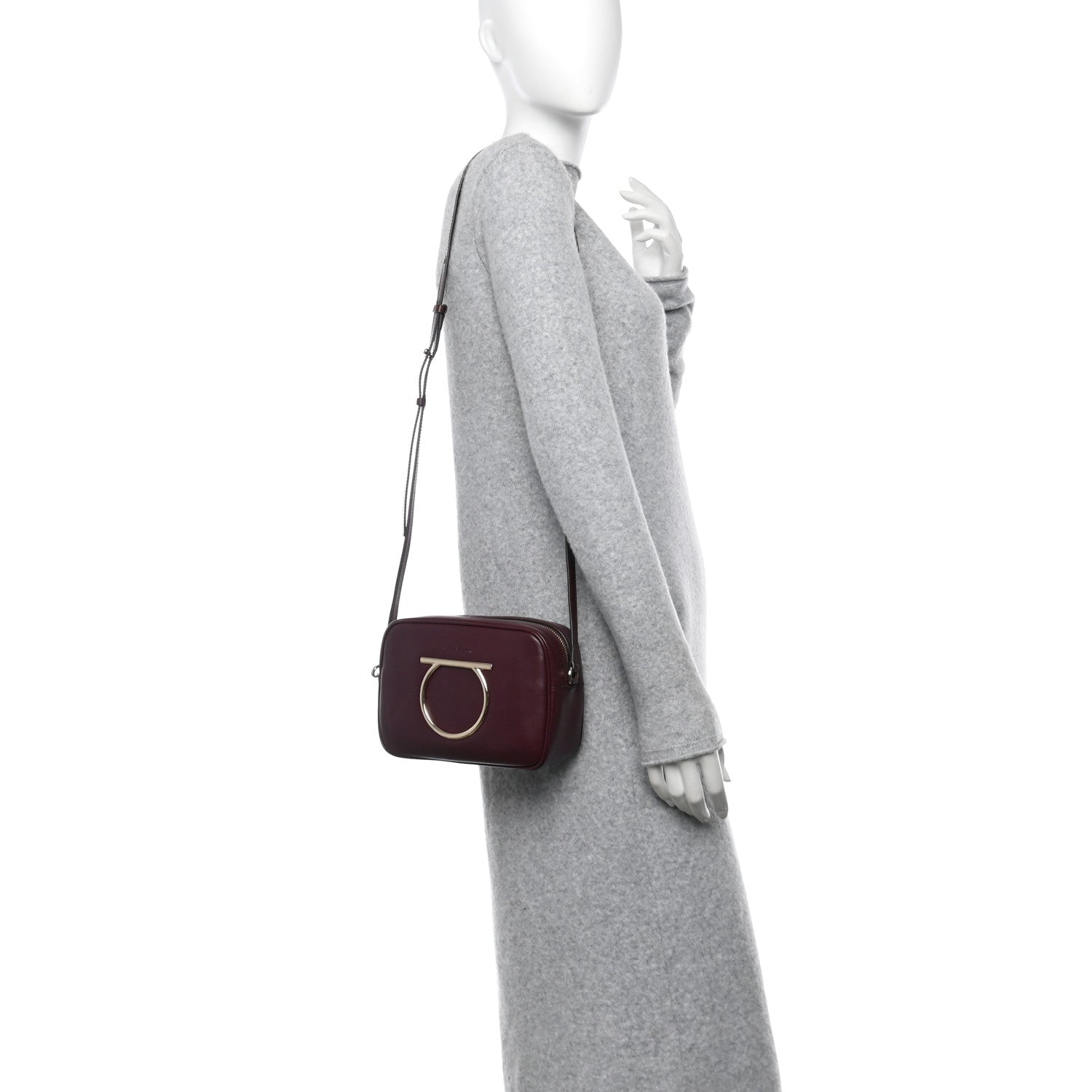 Salvatore Ferragamo Calfskin Vela Camera Crossbody Bag Burgundy 2 of 9