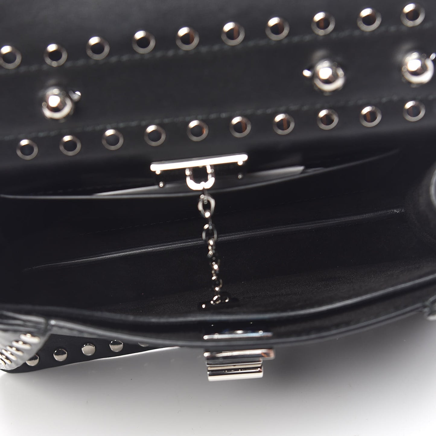 Calfskin Small Studded Hava Top Handle Bag Black