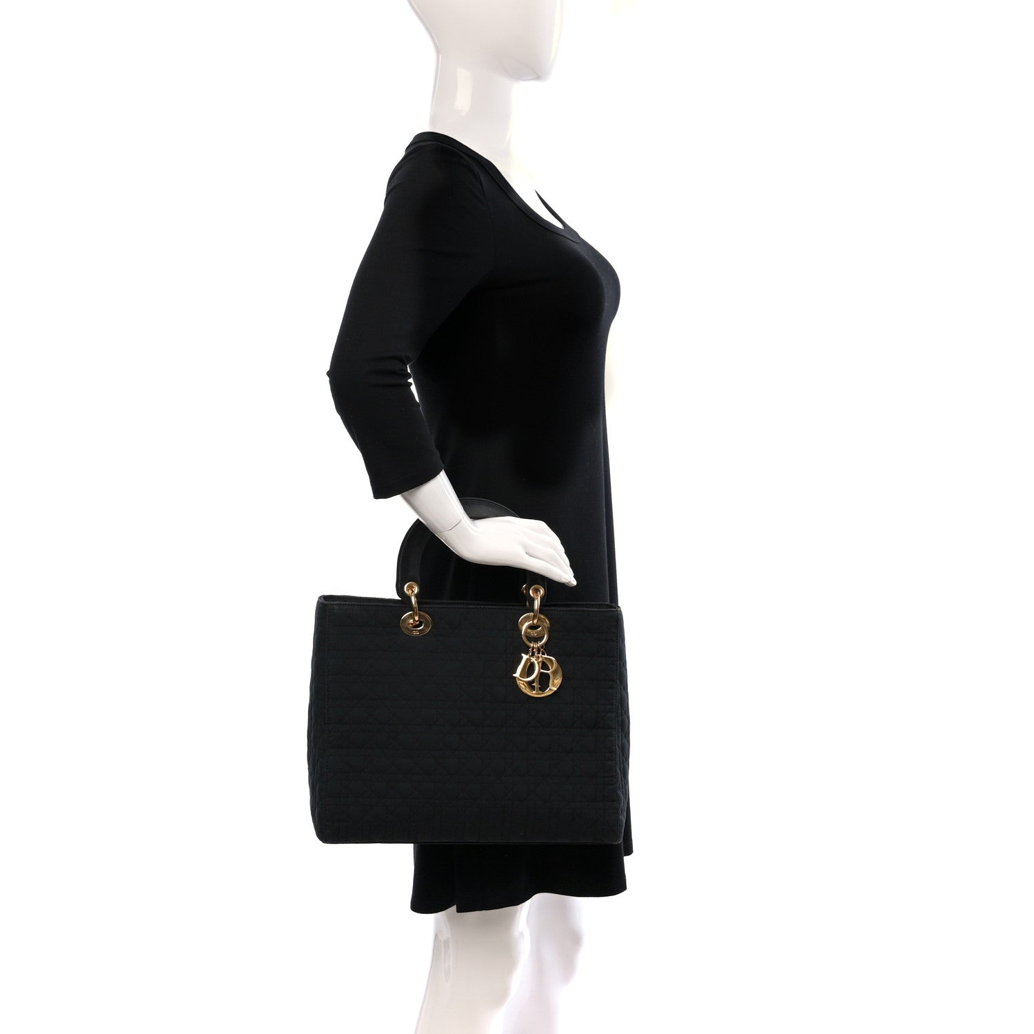 Christian Dior Nylon Cannage Large Lady Dior Black 2 of 14