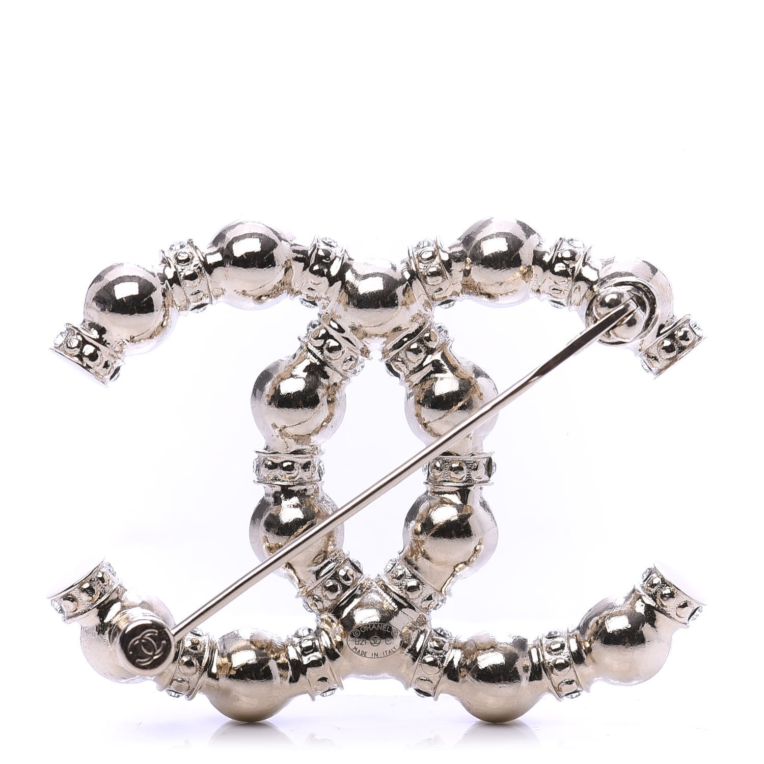 Chanel Pearl Crystal Nefertiti CC Brooch Gold 4 of 4