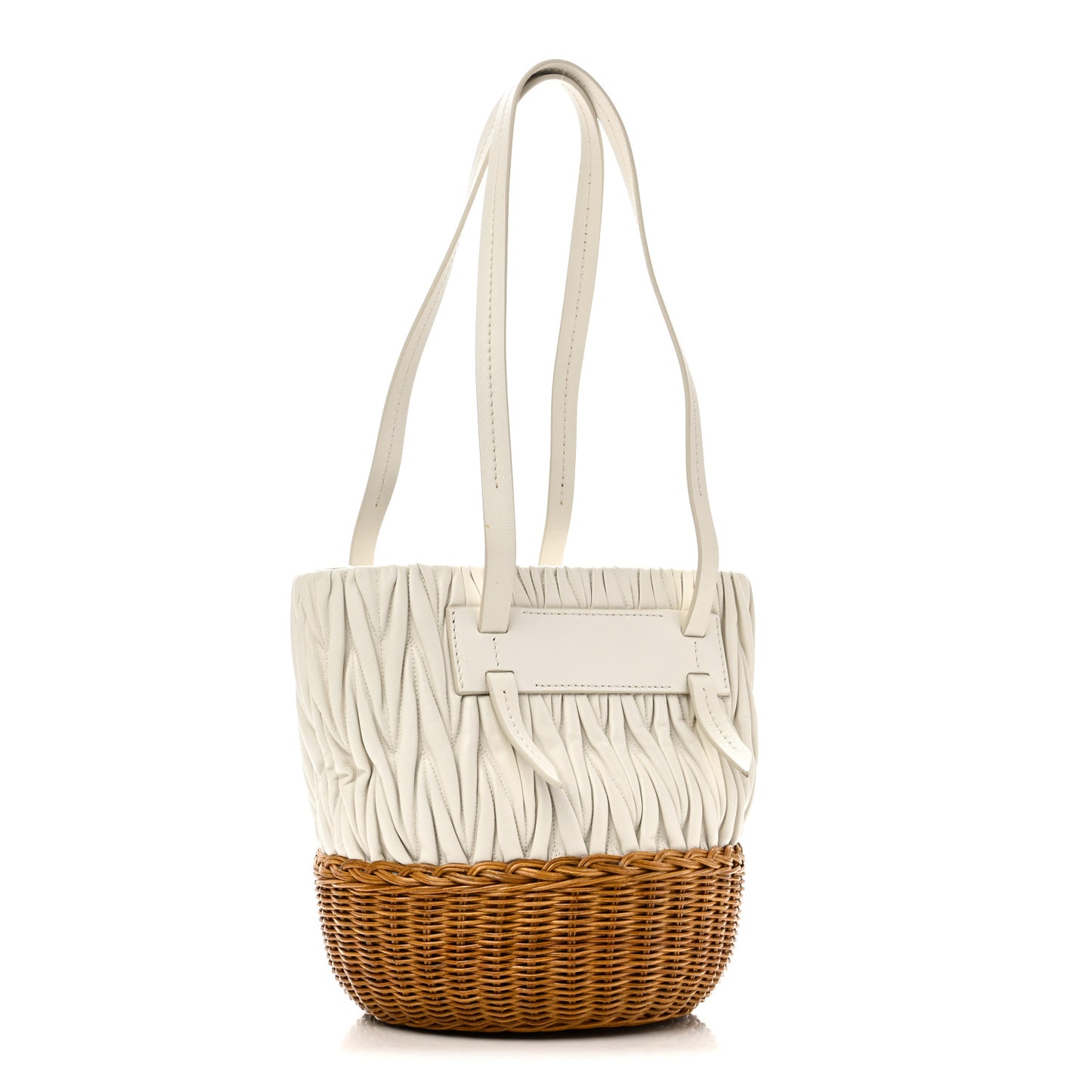 Nappa Matelasse Wicker Basket Bag White Miele