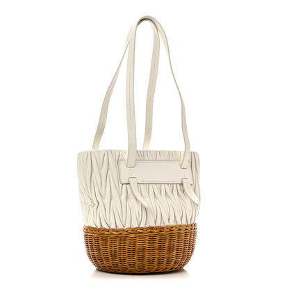 Miu Miu Nappa Matelasse Wicker Basket Bag White Miele 3 of 9