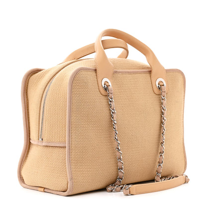 Chanel Canvas Deauville Bowling Bag Beige 3 of 17