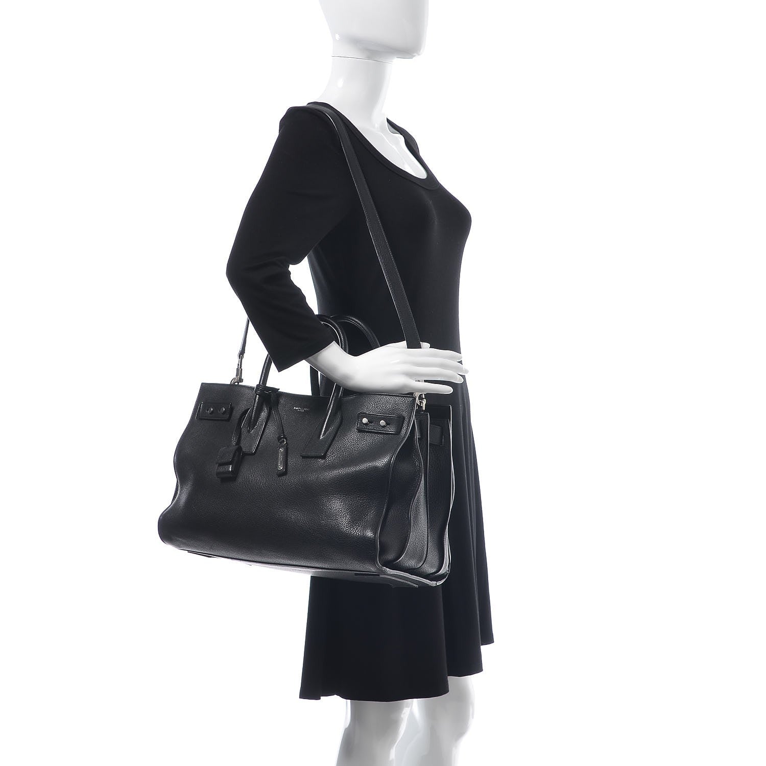 Saint Laurent Grained Calfskin Medium Souple Sac De Jour Black 3 of 19